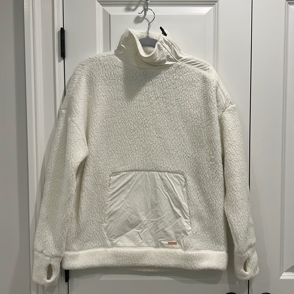 Sweaty Betty Venture White Sherpa fleece Running Pullover Size S